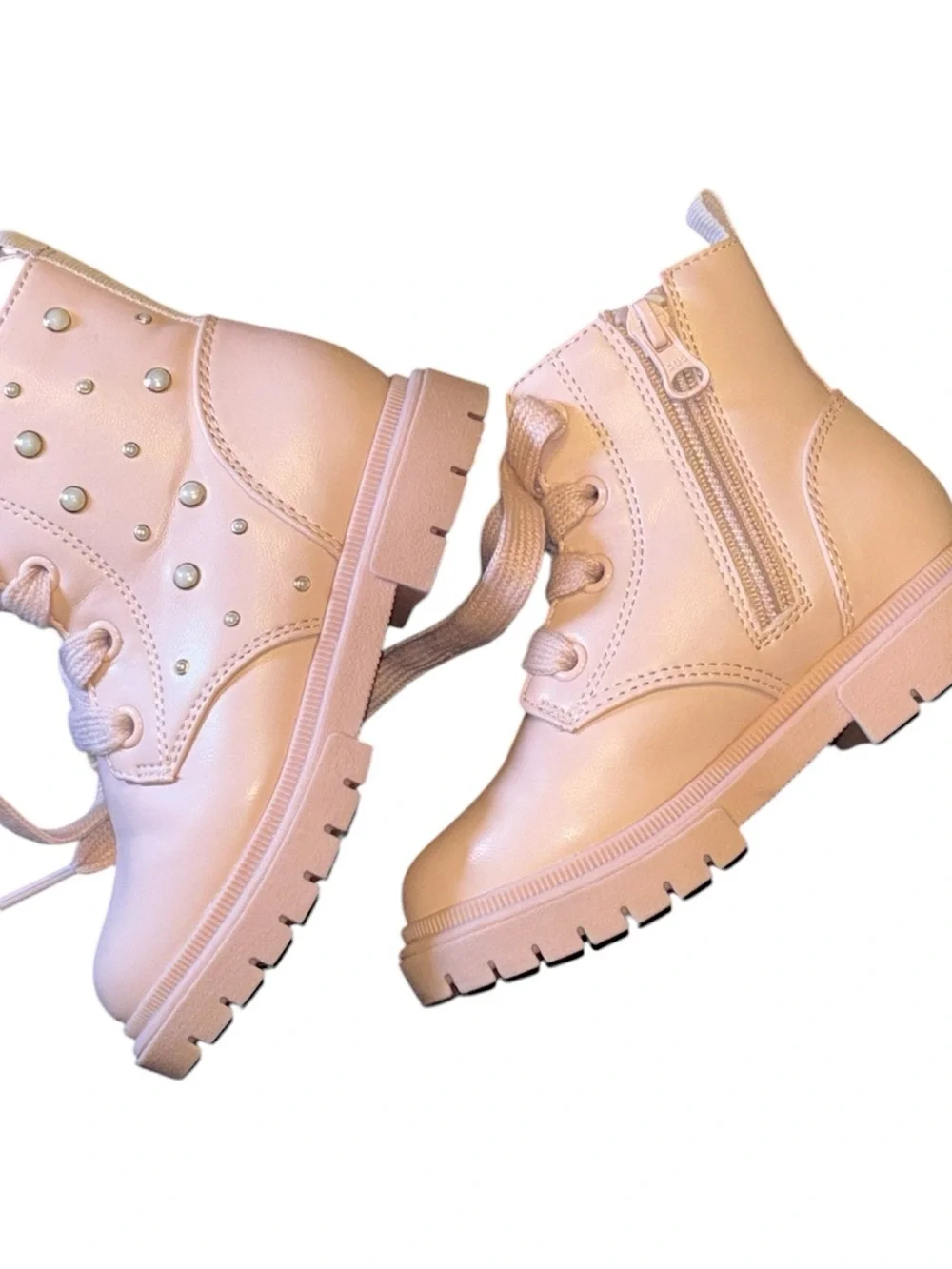 Cat & Jack Pink Metallic Studded Lace-Up Kids Boots